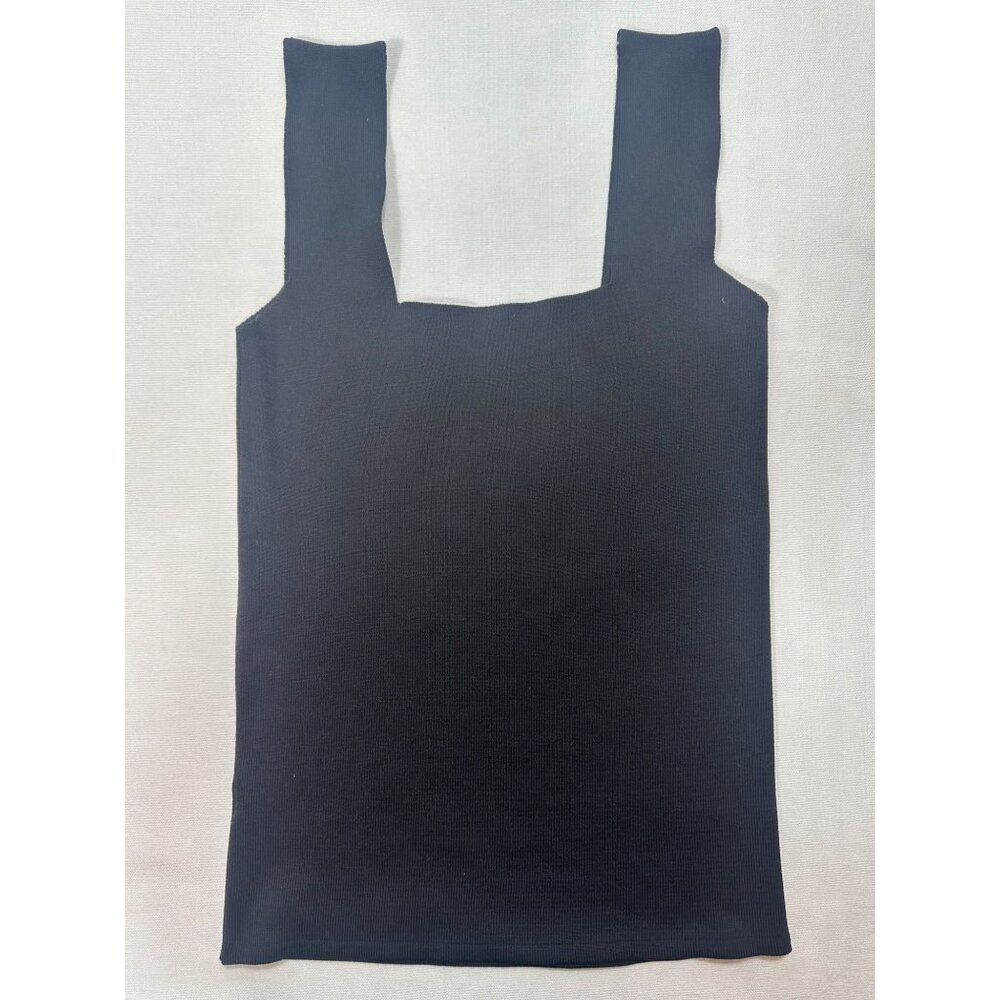 Black Plain Tricot Tank Top - Picture 3 of 4